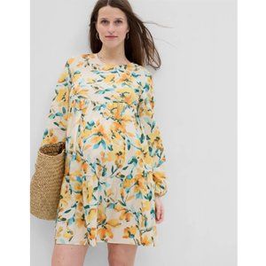NWT Gap Maternity Tiered Dress in Mini Yellow Floral